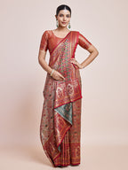Monjolika Fashion Maroon Latest Dharmavaram Silk SareeWith Rich Heritage Woven In Gold And Silver Zari Work