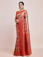 Monjolika Fashion Scarlet Red Latest Dharmavaram Silk SareeWith Rich Heritage Woven In Gold And Silver Zari Work