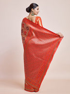 Monjolika Fashion Scarlet Red Latest Dharmavaram Silk SareeWith Rich Heritage Woven In Gold And Silver Zari Work
