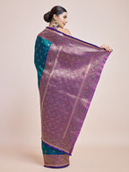 Monjolika Fashion Exquisite Designs With This Teal Banarasi Satin Silk Saree - Distacart