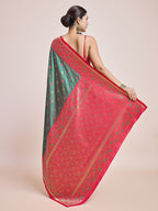Monjolika Fashion Exquisite Designs With This Green Banarasi Satin Silk Saree - Distacart