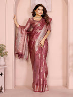 Aastha Fashion Dusty Rose Soft Organza Silk Weaving Saree - Distacart