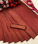 DEIANA'S Beautiful Designer Golden zari Soft Lichi Silk Saree - Brown