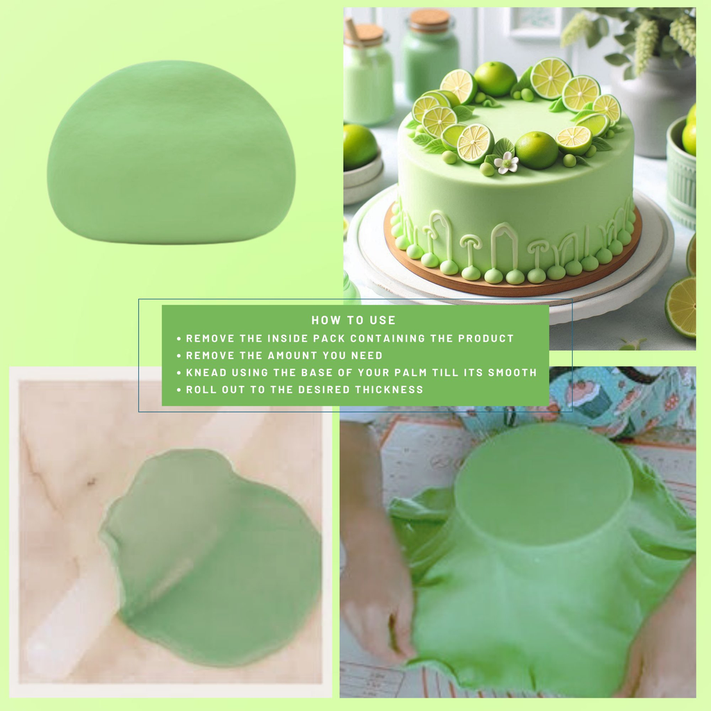 lime green fondant edible sugarpaste 1kg
