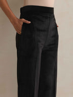 trueBrowns Black Velvet Geometric Embroidered Kurta Pant Dupatta Set - Distacart