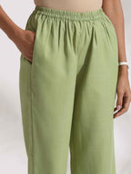 trueBrowns Green Slub Kurta Set - Distacart