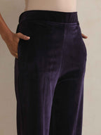 trueBrowns Purple Velvet Embroidered Kurta Pant Dupatta Set - Distacart