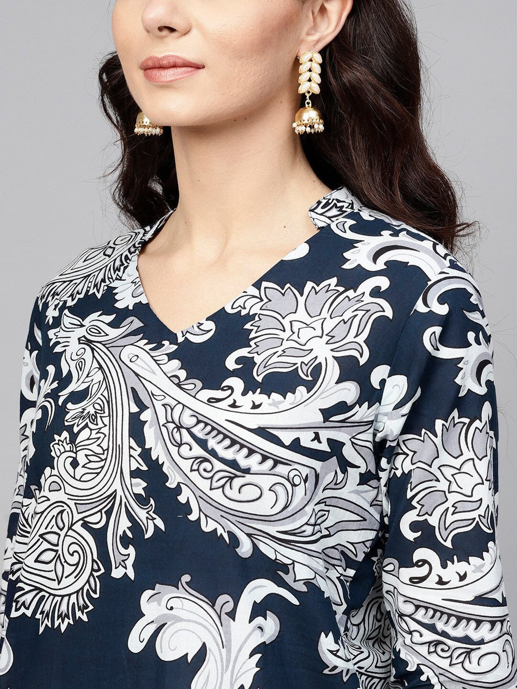 Antaran Blue Pure Cotton Printed Kurta Pant Set - Distacart