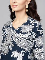 Antaran Blue Pure Cotton Printed Kurta Pant Set - Distacart