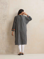 trueBrowns Grey Kashmiri Embroidered Woollen Phiran Kurta - Distacart