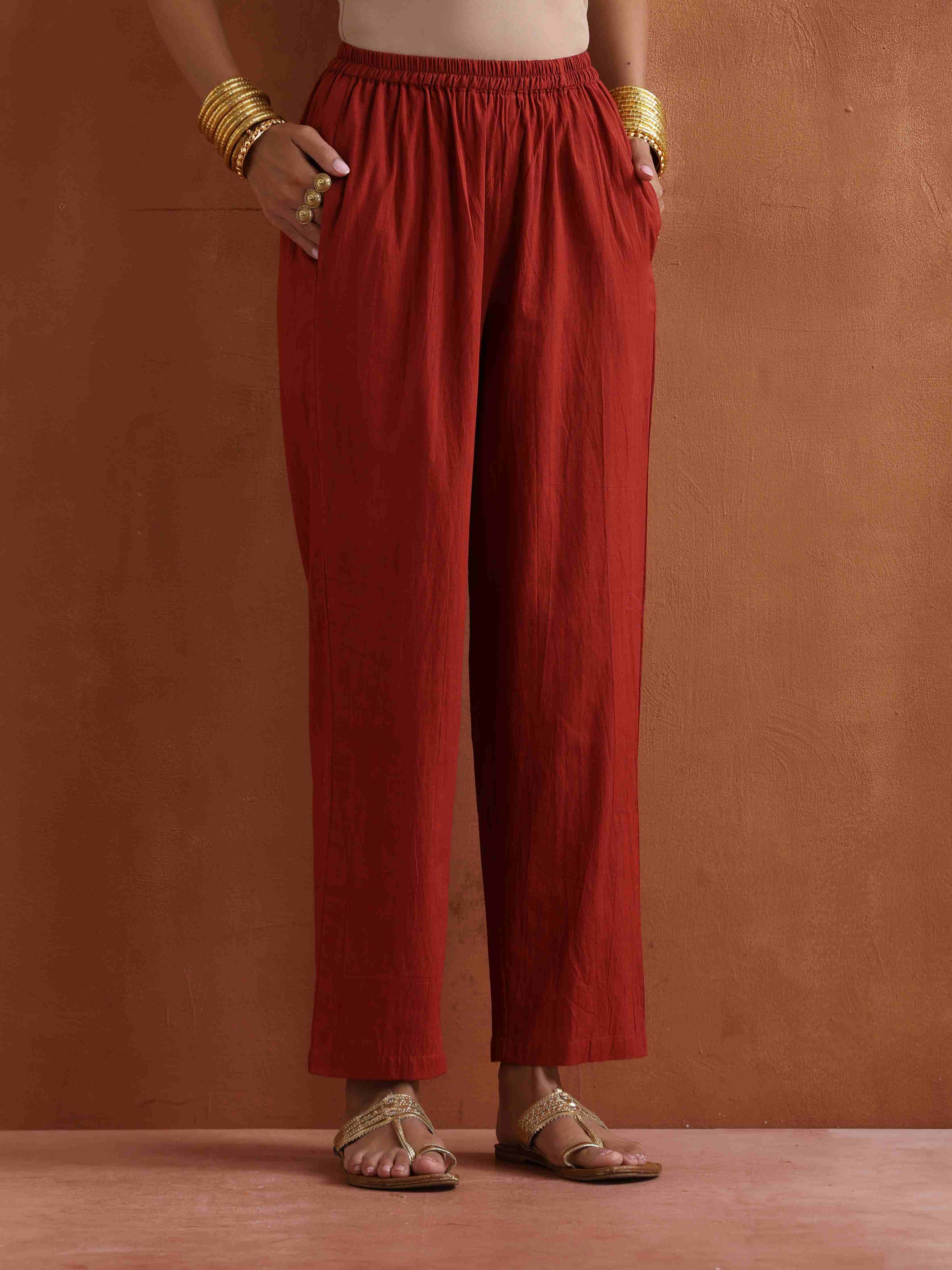 trueBrowns Rust Metallic Angrakha Kurta Set - Distacart
