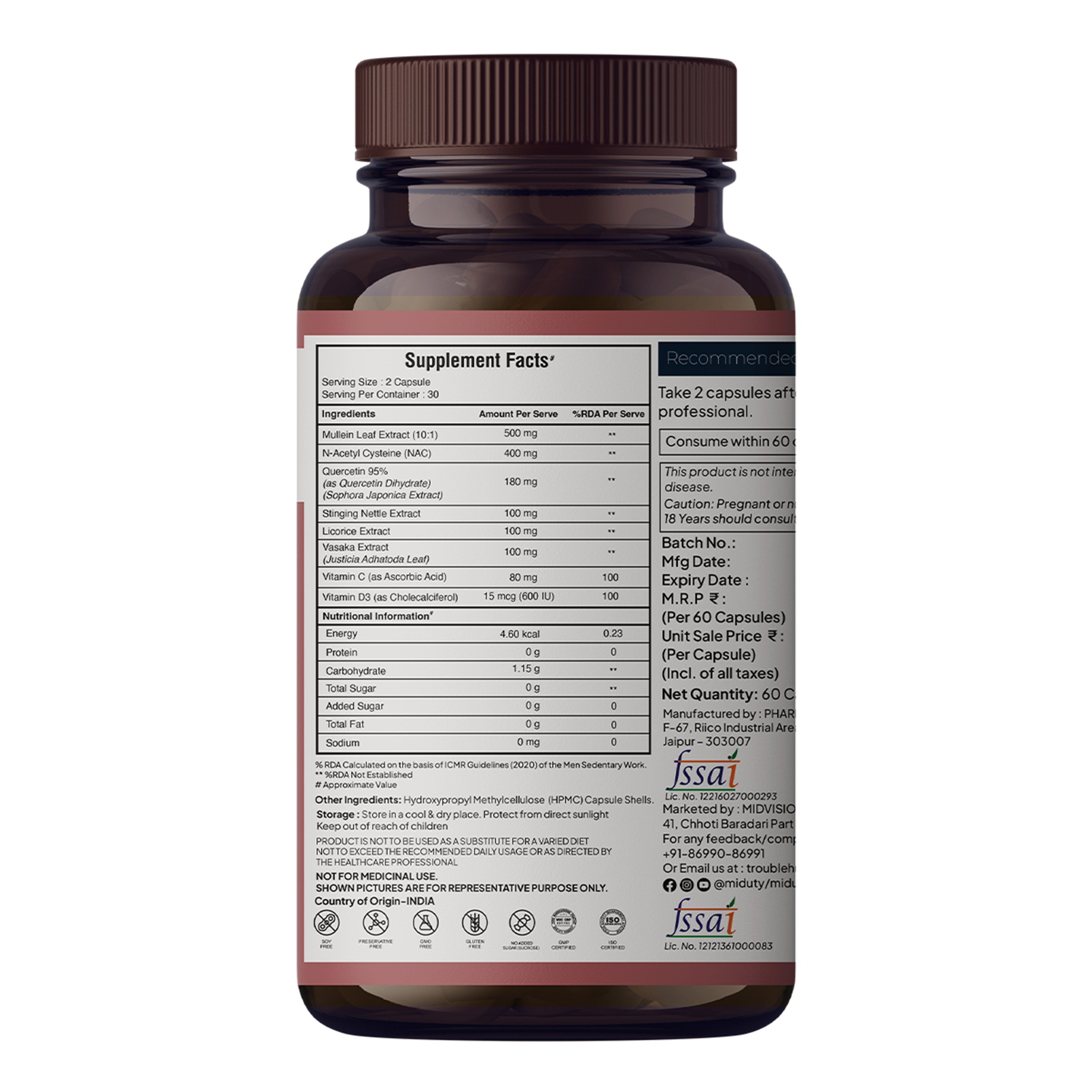 Miduty by Palak Notes Lung Detox Cleanse Supplement Capsules