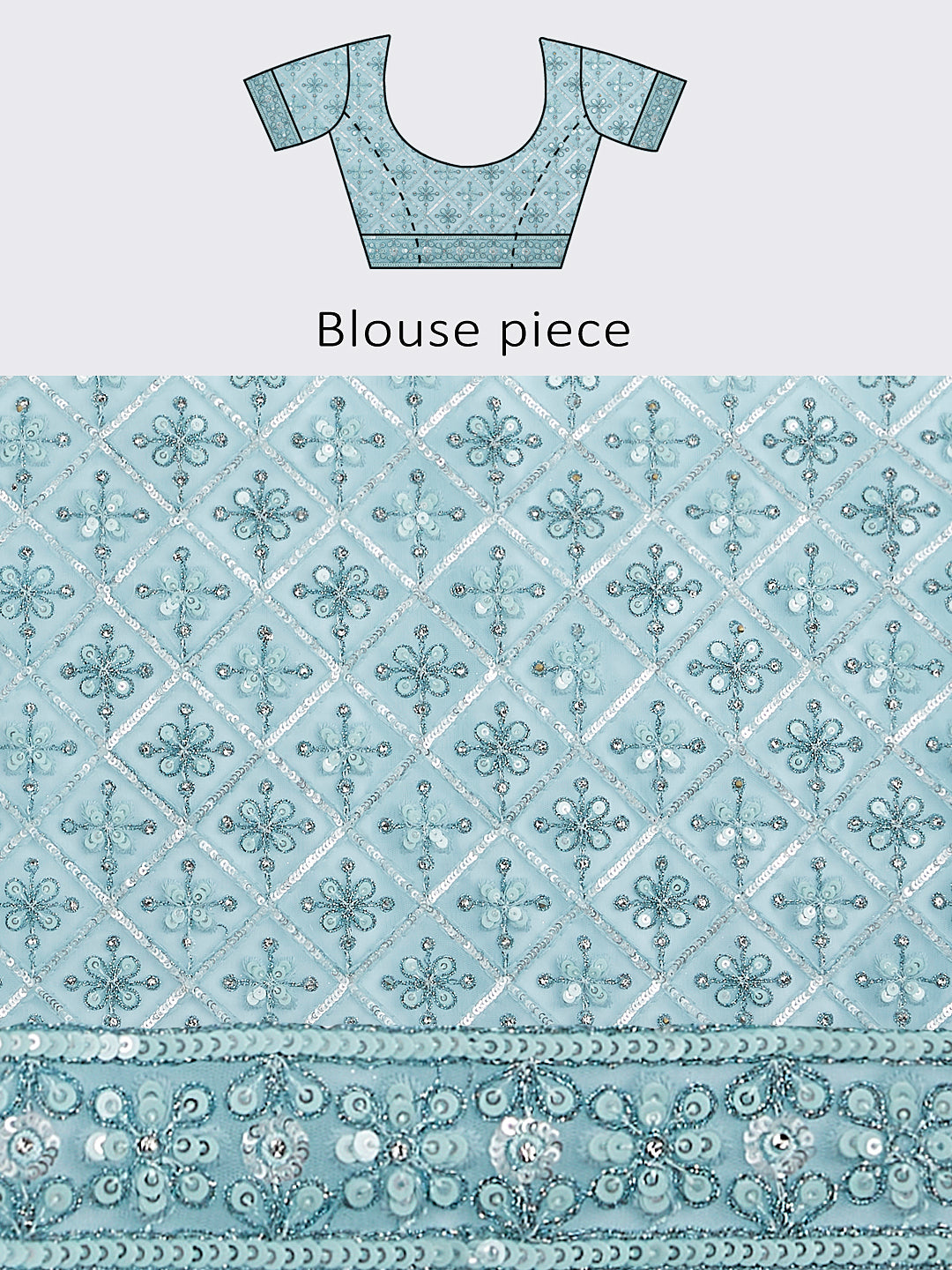 House of Panchhi Turquoise Blue Net Sequins, Zarkan And Thread Embroidery Lehenga Choli & Dupatta
