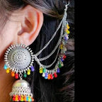 Tehzeeb Creations Women's Multi Colour Beads Earring With Ear Chain - Distacart