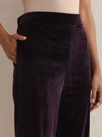 trueBrowns Wine Velvet Floral Embroidered Kurta Pant Dupatta Set - Distacart