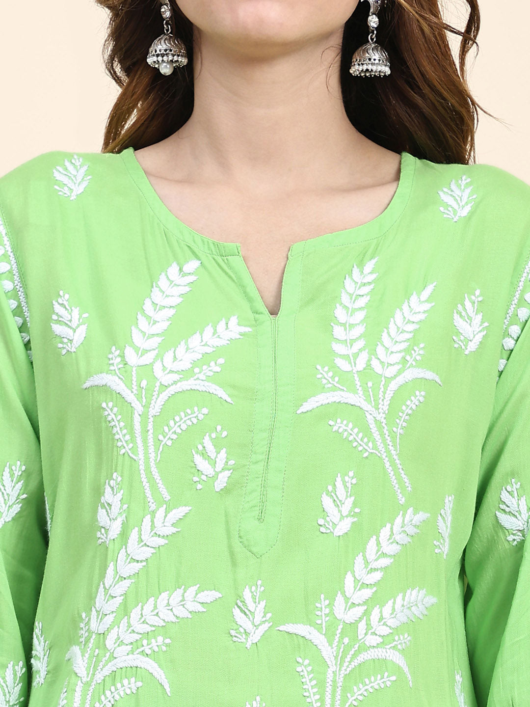 HOUSE OF KARI Floral Embroidered Chikankari Pure Cotton Kurta with Trousers