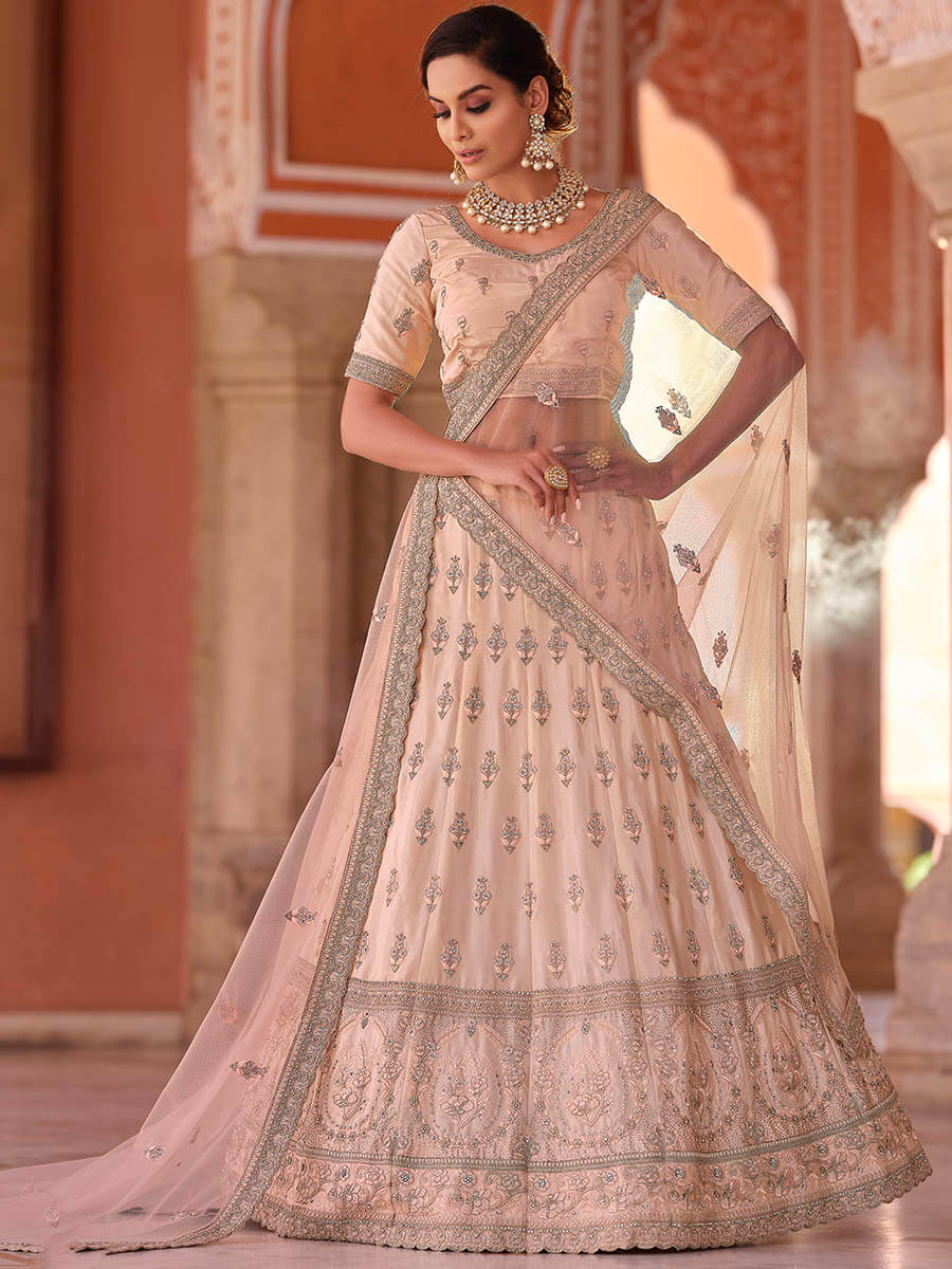 Myra Peach Embroidered Designer Lehenga Choli