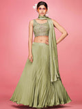 Myra Olive Art Silk Embroidered Designer