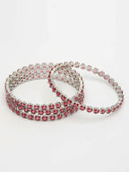 NVR Women's Set of 4 Pink CZ Stone-Studded Handcrafted Bangles - Distacart