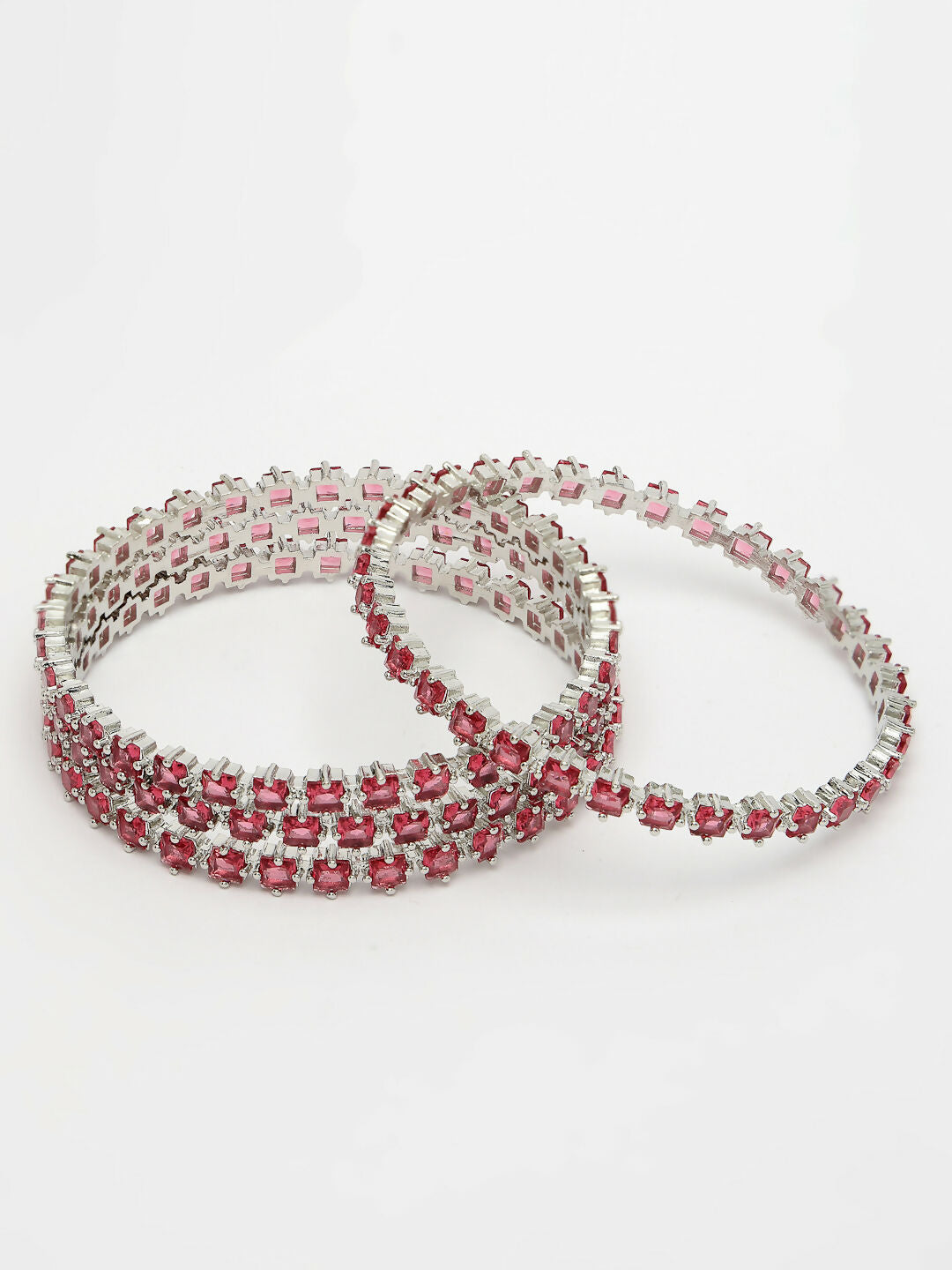 NVR Women's Set of 4 Pink CZ Stone-Studded Handcrafted Bangles - Distacart