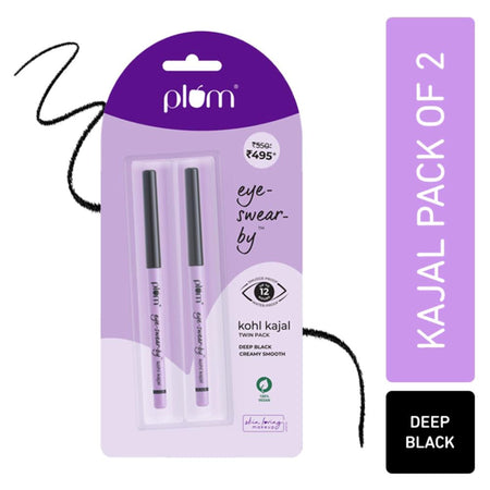Plum Eye-Swear-By Kohl Kajal Combo - Deep Black