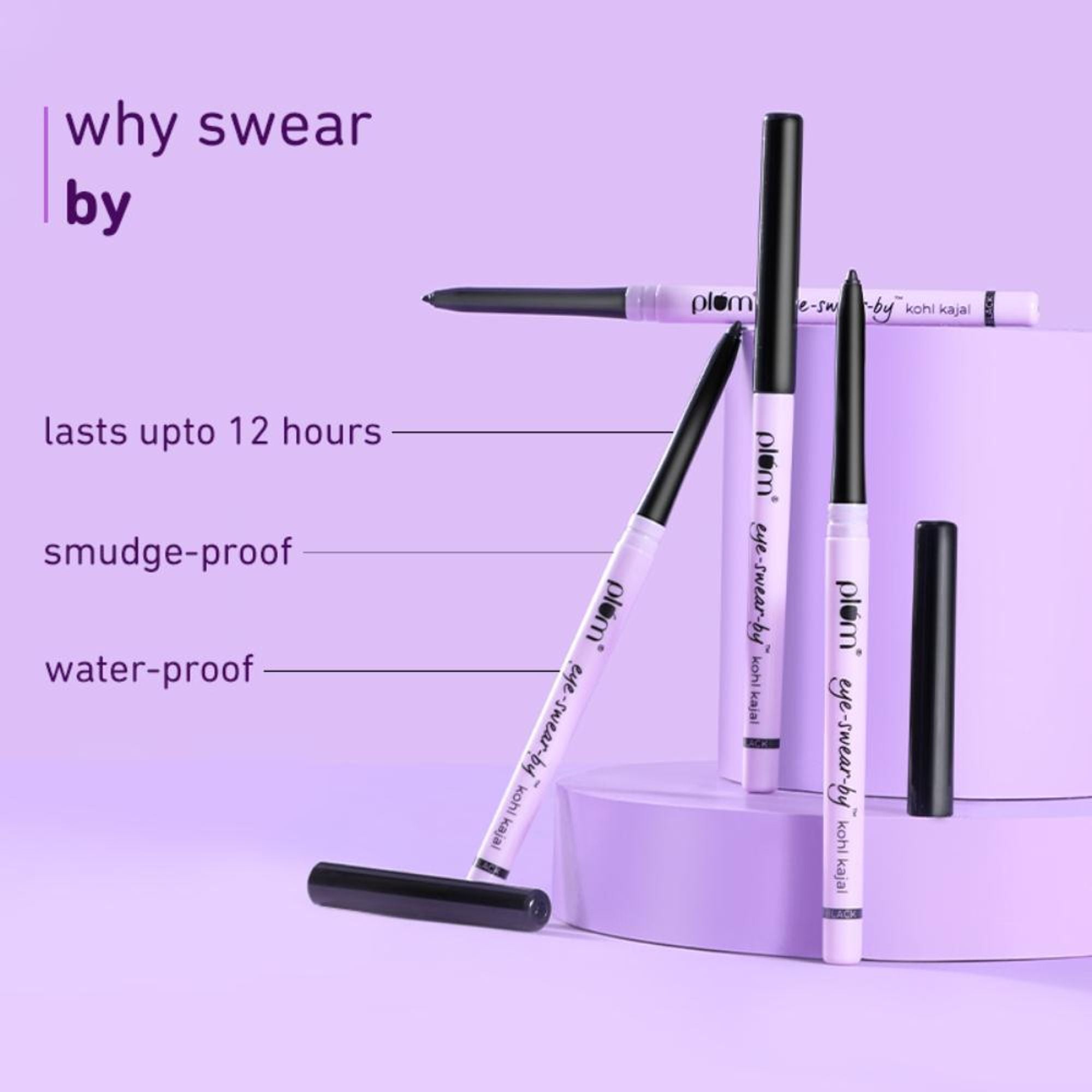 Plum Eye-Swear-By Kohl Kajal Combo - Deep Black