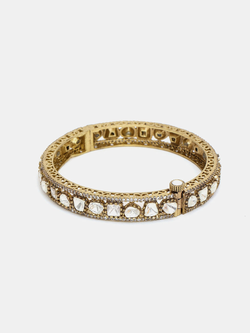 Ruby Raang 22k Gold Polished Kundan Bracelet - Distacart