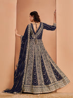 Anaita Navy Blue Georgette Embroidered Salwar Suit - Distacart