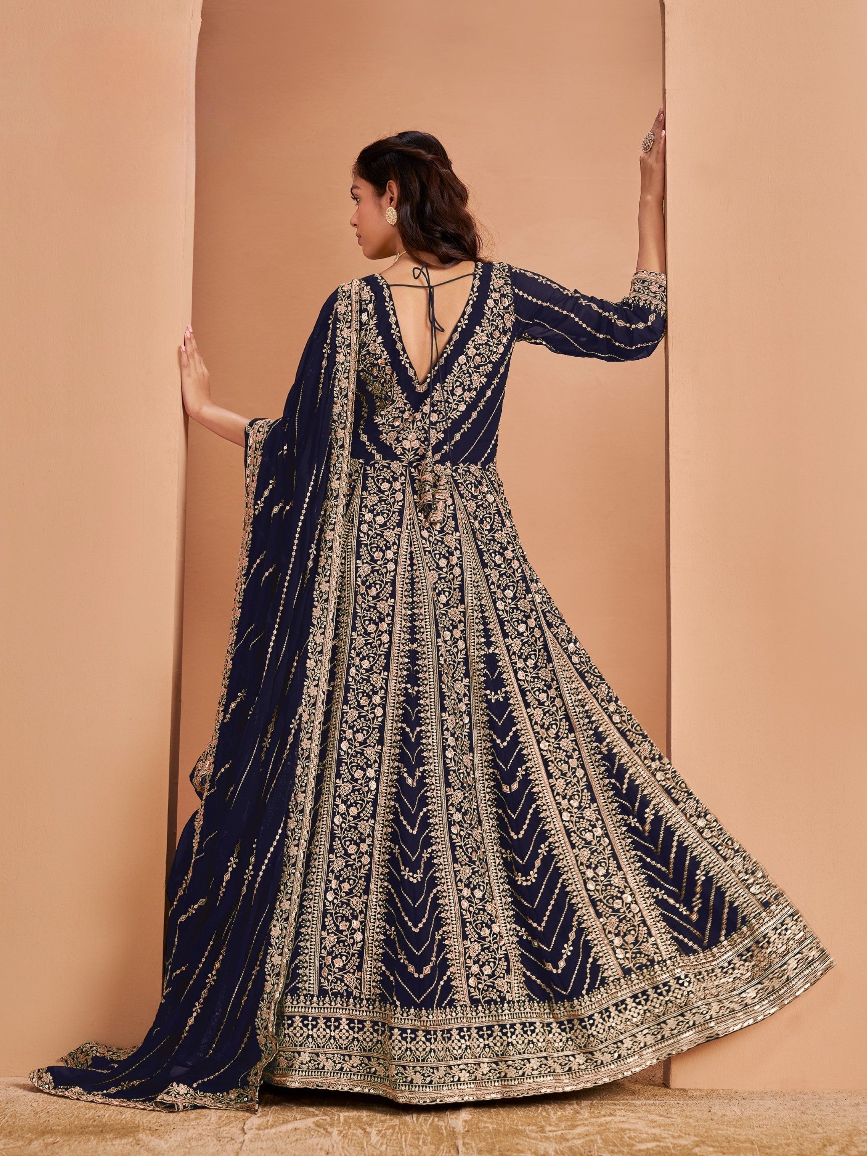 Anaita Navy Blue Georgette Embroidered Salwar Suit - Distacart