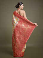 Monjolika Fashion Glamour And Tradition With This Zari Woven Red And Cream Banarasi Silk Saree