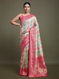 Monjolika Fashion Glamour And Tradition With This Zari Woven Pink And Cream Banarasi Silk Saree