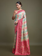 Monjolika Fashion Glamour And Tradition With This Zari Woven Pink And Cream Banarasi Silk Saree