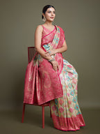 Monjolika Fashion Glamour And Tradition With This Zari Woven Pink And Cream Banarasi Silk Saree