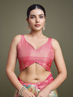 Monjolika Fashion Glamour And Tradition With This Zari Woven Pink And Cream Banarasi Silk Saree