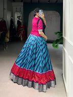 Lorenvalley Fashion Firozi Tasar Silk Leheriya Print With Zari Weaving Work Lehenga Choli - Distacart