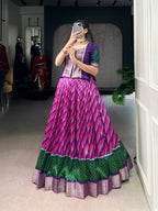 Lorenvalley Fashion Purple Tasar Silk Leheriya Print With Zari Weaving Work Lehenga Choli - Distacart