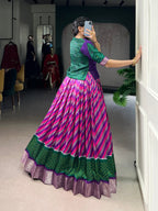 Lorenvalley Fashion Purple Tasar Silk Leheriya Print With Zari Weaving Work Lehenga Choli - Distacart