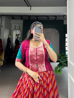 Lorenvalley Fashion Red Tasar Silk Leheriya Print With Zari Weaving Work Lehenga Choli - Distacart