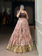 Lorenvalley Fashion Multicolor Tasar Silk Printed with Viscose Border Lehenga Choli - Distacart