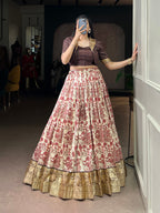 Lorenvalley Fashion Multicolor Tasar Silk Printed with Viscose Border Lehenga Choli - Distacart