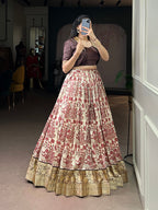 Lorenvalley Fashion Multicolor Tasar Silk Printed with Viscose Border Lehenga Choli - Distacart