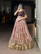 Lorenvalley Fashion Multicolor Tasar Silk Printed with Viscose Border Lehenga Choli - Distacart