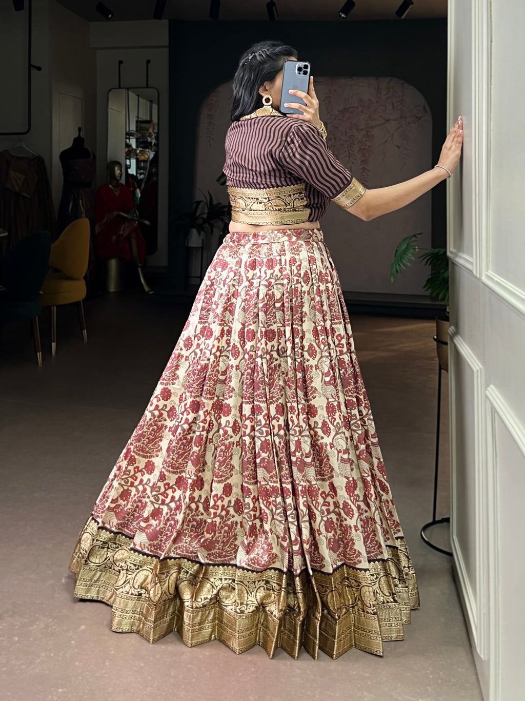 Lorenvalley Fashion Multicolor Tasar Silk Printed with Viscose Border Lehenga Choli - Distacart