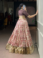 Lorenvalley Fashion Multicolor Tasar Silk Printed with Viscose Border Lehenga Choli - Distacart