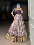 Lorenvalley Fashion Multicolor Tasar Silk Printed with Viscose Border Lehenga Choli - Distacart