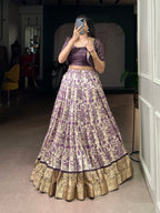 Lorenvalley Fashion Multicolor Tasar Silk Printed with Viscose Border Lehenga Choli - Distacart