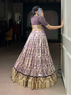 Lorenvalley Fashion Multicolor Tasar Silk Printed with Viscose Border Lehenga Choli - Distacart