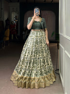 Lorenvalley Fashion Multicolor Tasar Silk Printed with Viscose Border Lehenga Choli - Distacart