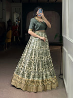 Lorenvalley Fashion Multicolor Tasar Silk Printed with Viscose Border Lehenga Choli - Distacart