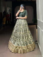Lorenvalley Fashion Multicolor Tasar Silk Printed with Viscose Border Lehenga Choli - Distacart